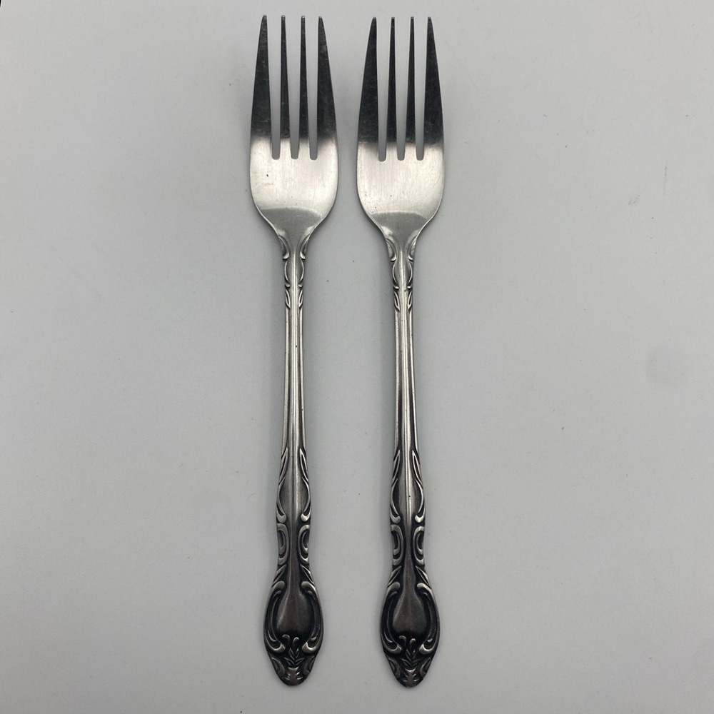 Lot Set of 2 Vintage Ekco Eterna Cardiff Dinner‎ Forks Stainless Steel Korea